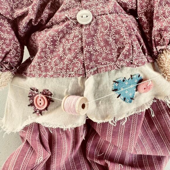 Teddy Bear Doll from the 90's with colors mauve/blue - Picture 4 of 8